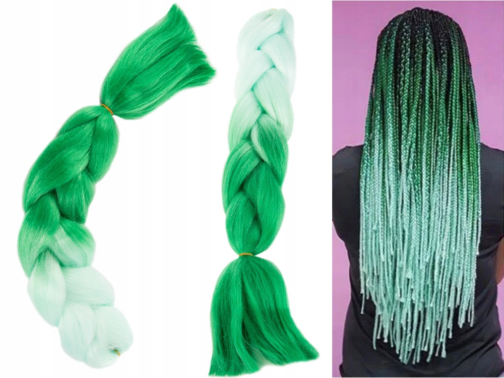 Extensii par sintetic pentru impletituri, Zola®, 60 cm, verde balayage Extensii par sintetic pentru impletituri, Zola®, 60 cm, verde balayage